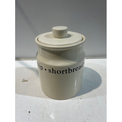 268 - Ceramic biscuit jar - 'wafers, chocolate, shortbread'