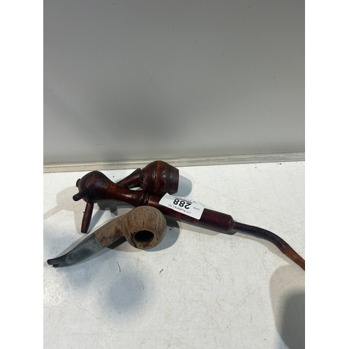 288 - 2x vintage smoking pipes