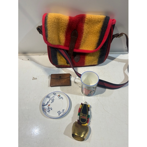 292 - Mixed Lot with Satchel Bag, Hose Mends Wallet, VE Day Mug and Saucer