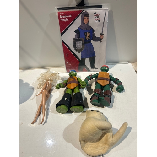 295 - Children’s Toys inc Ninja Turtles, Barbie Doll and Knight Costume