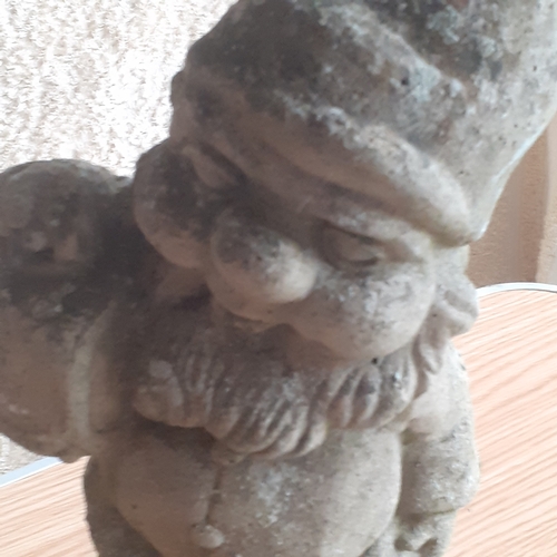 140A - Solid stone/concrete garden gnome sitting on a snail, holding a lantern. Great detail. No damage but... 