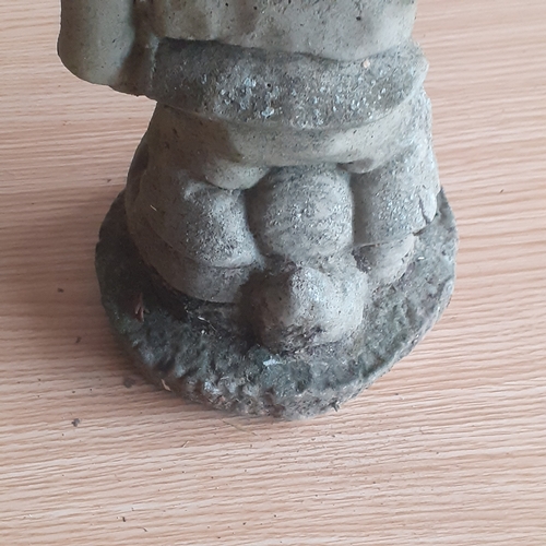 140A - Solid stone/concrete garden gnome sitting on a snail, holding a lantern. Great detail. No damage but... 