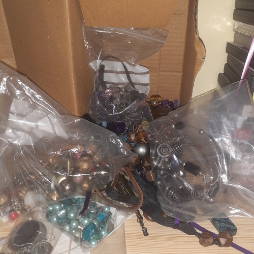 145A - Quantity of costume jewellery. Some unsorted and some in bags