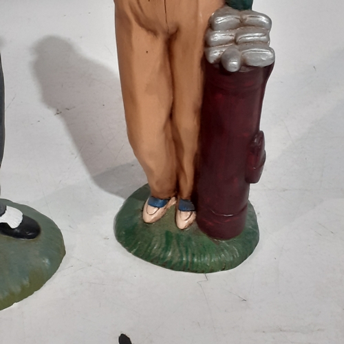 148A - Golfer figures in a pottery type material. Great detail and tall at approx 12