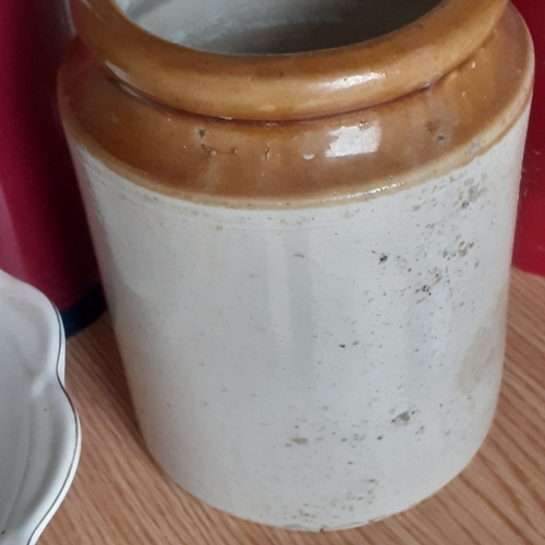 161A - Joblot of household items including vintage Alafdin flask in good condition, glassware, stoneware an... 