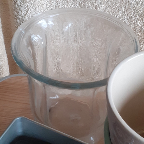 161A - Joblot of household items including vintage Alafdin flask in good condition, glassware, stoneware an... 