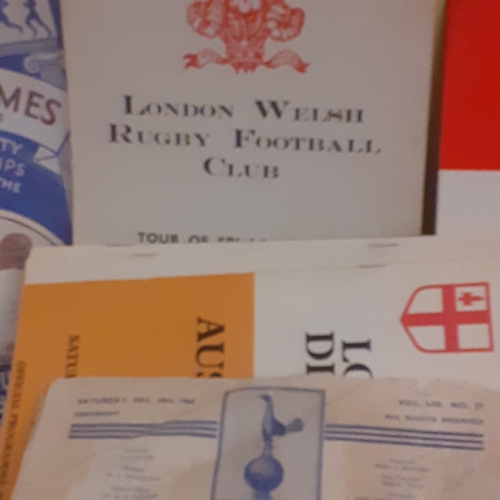 125A - Sporting programmes, mostly Rugby. Includes a souviner autograph programme from London Welsh tour of... 