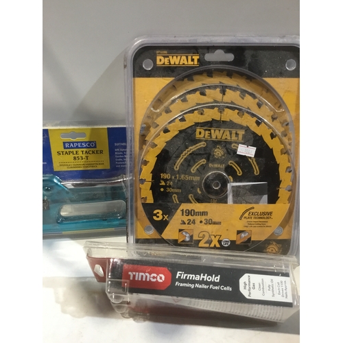 6 - Dewalt saw blades as new, firmhold nailer fuel plus rapesco stapler