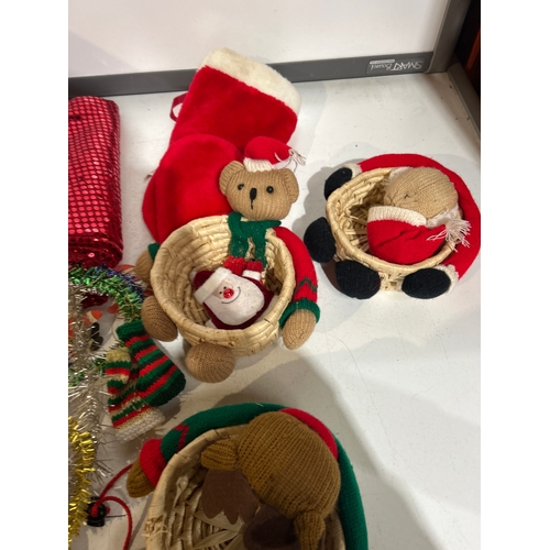 162 - Mixed Christmas Lot with Knitted Socks, Santa Bib, Santa Hat etc