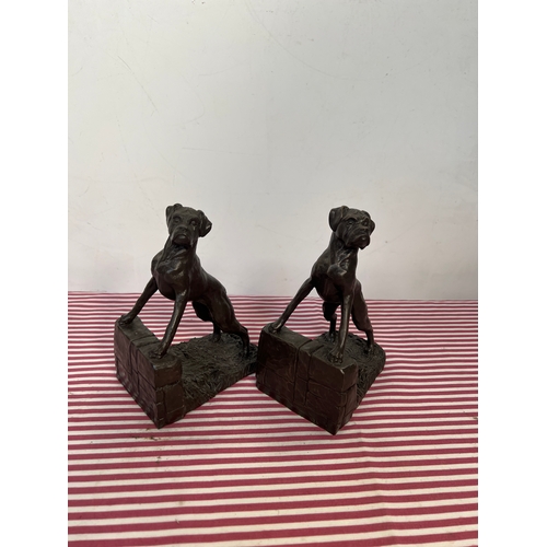 198 - Pair of Heredities bronze style dog bookends