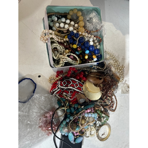 175 - Large Quantity of Costume Jewellery with wicker basket