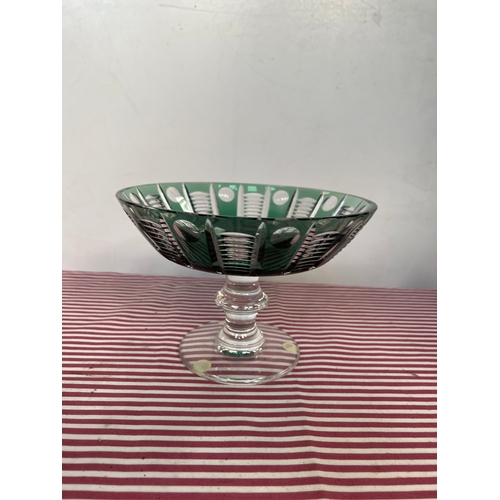 200 - vintage cut glass green dish - ideal sweet bowl