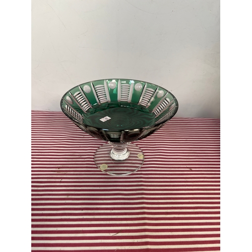 200 - vintage cut glass green dish - ideal sweet bowl