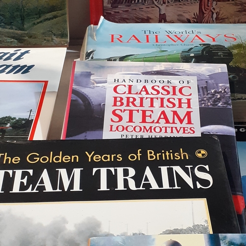 143A - Collection of books on steam and railway. Mix of hardback and paperback. Books mainly good readable ... 