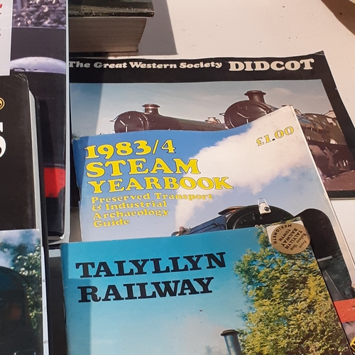 143A - Collection of books on steam and railway. Mix of hardback and paperback. Books mainly good readable ... 