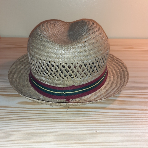 148A - Burgess straw hat with ribbon. Size medium.