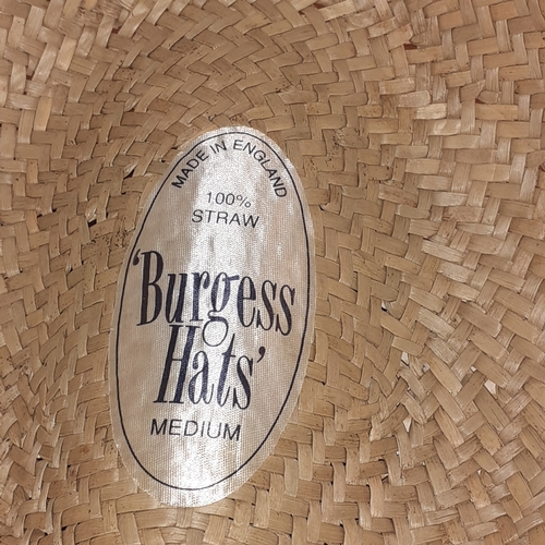 148A - Burgess straw hat with ribbon. Size medium.