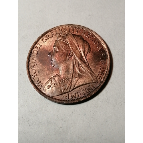 27A - COINS : 1901 Victorian penny in extremely fine condition