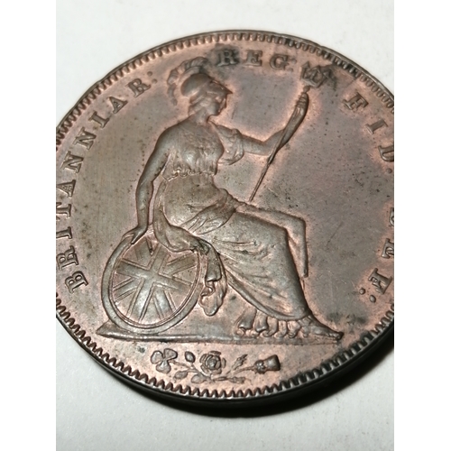 39A - COINS : 1854 Victorian penny in about uncirculated condition with original lustre