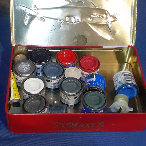 21 - Vintage tins and wooden boxes. Ammo type box, tin depicting classic spitfire, wooden cigar box amd m... 