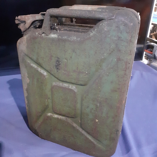 9 - Pair of 20 L green metal Jerry cans. One marked WD 1952