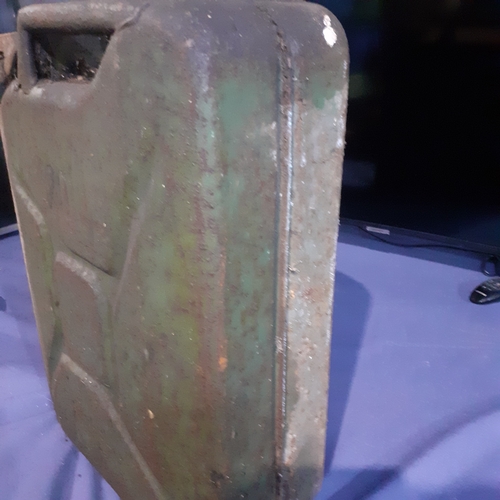 9 - Pair of 20 L green metal Jerry cans. One marked WD 1952