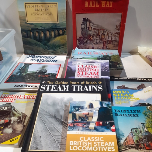 24 - Collection of books on steam and railway. Mix of hardback and paperback. Books mainly good readable ... 