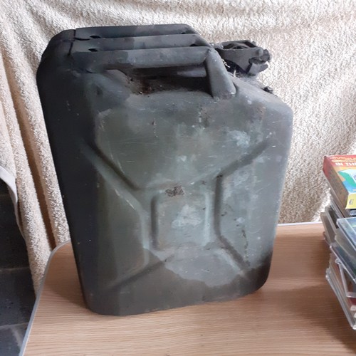 9 - Pair of 20 L green metal Jerry cans. One marked WD 1952