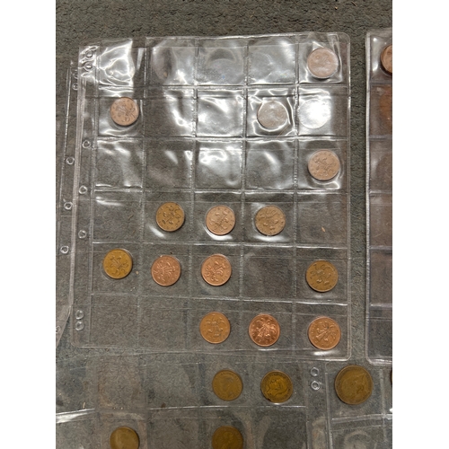 71A - 8 sheets of coins of copper coinage - penny to 2p - various dates