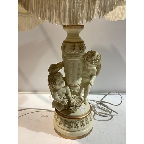 1 - Cream & gold vintage cherub lamp