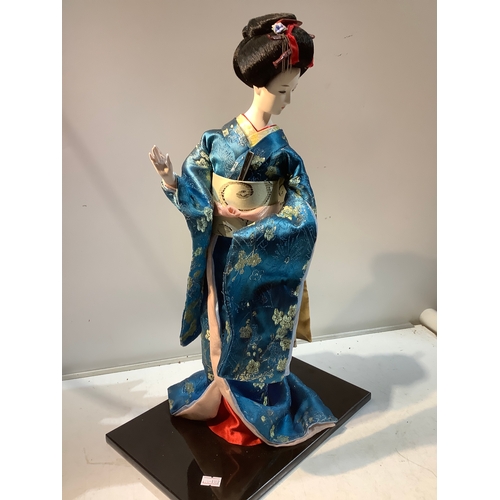 13 - Japanese kimekomi geisha doll on plinth by shudehill giftware