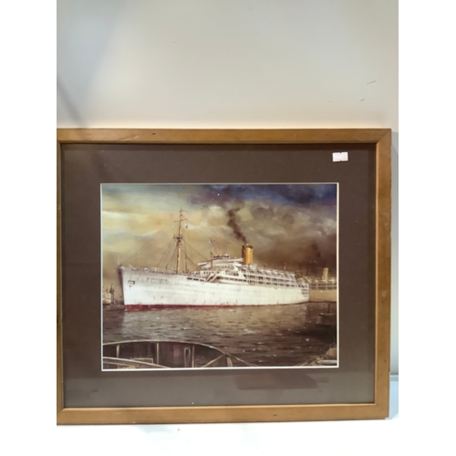 47 - Framed picture of Himalaya - the first post-war Australian liner built for P&O