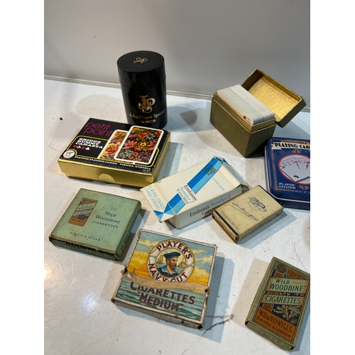 107 - Collectible lot inc playing cards, vintage cigarettes  & more