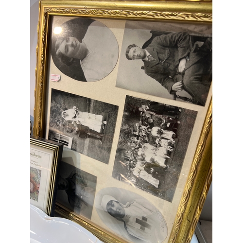 109 - Large collectible lot in EPNS tray, fish plate, vintage black and white pictures and more