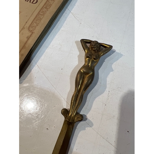 113 - Brass letter opener in the shape of a nude lady