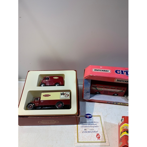 131 - 5x Corgi boxed limited edition vehicles & 1x Matchbox city life vehicle