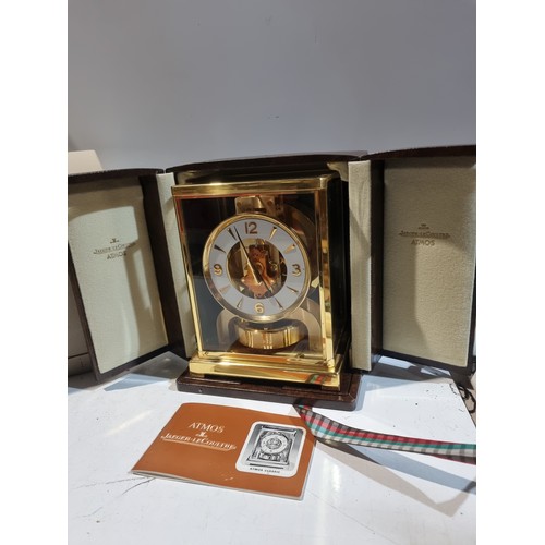 80 - Jaeger Le Coultre Atmos classic clock with original box & case and the paperwork