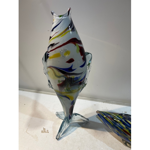 202 - 2x murano style glass fish ornament s