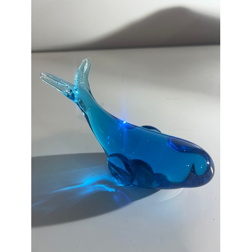 223 - Heavy Glass Owl and Whale Paperweights