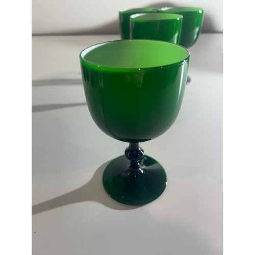 230 - Set of Four Green Glass Goblets