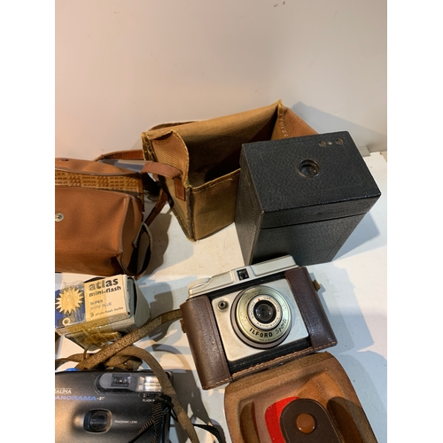 298 - Vintage cameras to inc Panaorma, Hanimex, Halina & Ilford