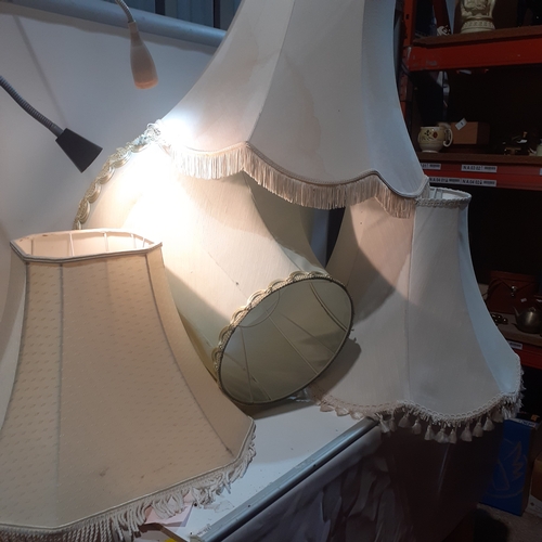 300 - 4 x large vintage standard lamp shades. Strong good frames but would benefit cleaning or recovering