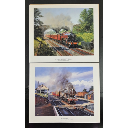 116A - 4 colour train prints by Malcolm Roots. ‘Scarborough on Steam’, ‘Evening Local’, ‘Deadly Load’, and ... 