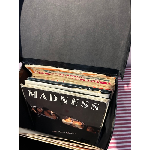 366 - Quantity of 7in Vinyls in Record Box inc the Beatles & Madness