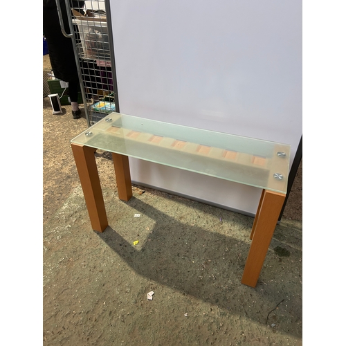 494 - Frosted Glass Table on wooden legs