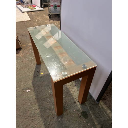 494 - Frosted Glass Table on wooden legs