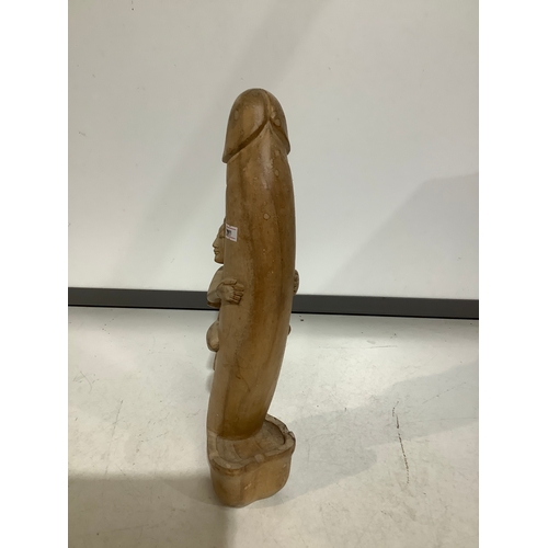 297 - Erotic phallic wooden statue approx 17 ins