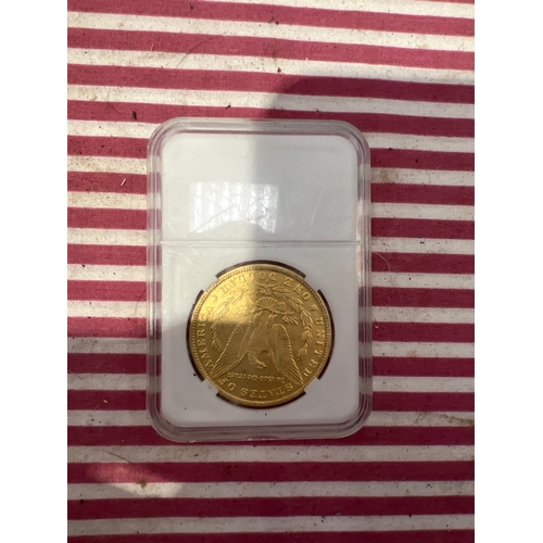 72 - Replica gold plated 1901 Morgan coin - not real original coin