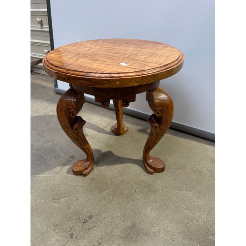 477 - Small Wooden Side Table with ornate legs