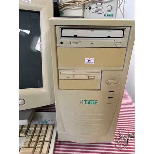 556 - Retro gaming Time Beige pc with CRT monitor, keyboard, speakers & scanner